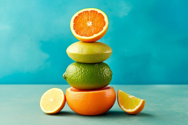 Een stapel citrusvruchten op elkaar gestapeld