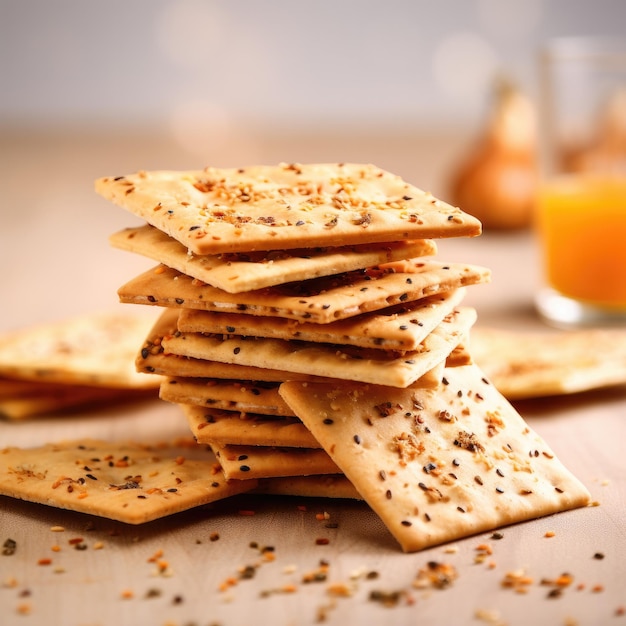 Een stapel crackers op een lichte achtergrond Generatieve AI