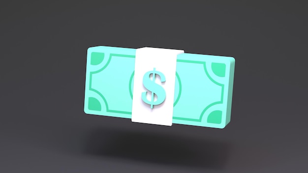 Een stapel dollars gewikkeld in papier 3d render illustratie