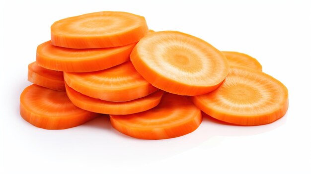 een stapel gesneden oranje wortels met een gat in het midden