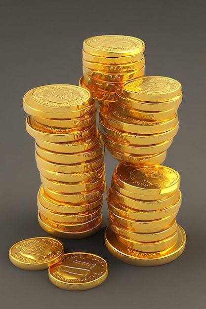 Een stapel gouden munten met bovenaan het woord "goud".