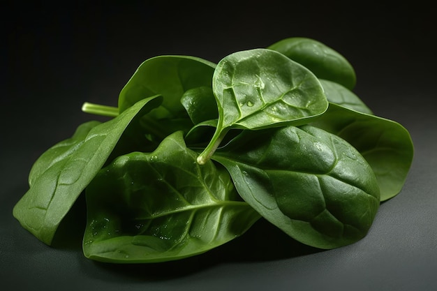 Een stapel groene bladeren bovenop een tafel generatieve AI