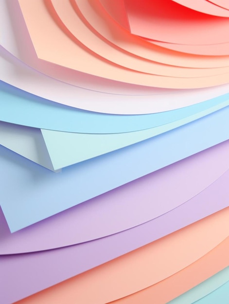 Foto een stapel kleurrijk papier met een paarse envelop bovenop
