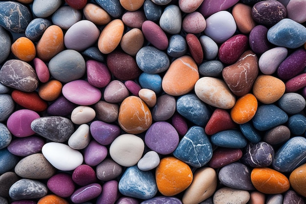 Een stapel kleurrijke kiezels met een die 'rock' erop zegt