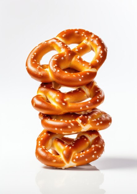 Een stapel knapperige pretzels op de witte achtergrond Generatieve AI