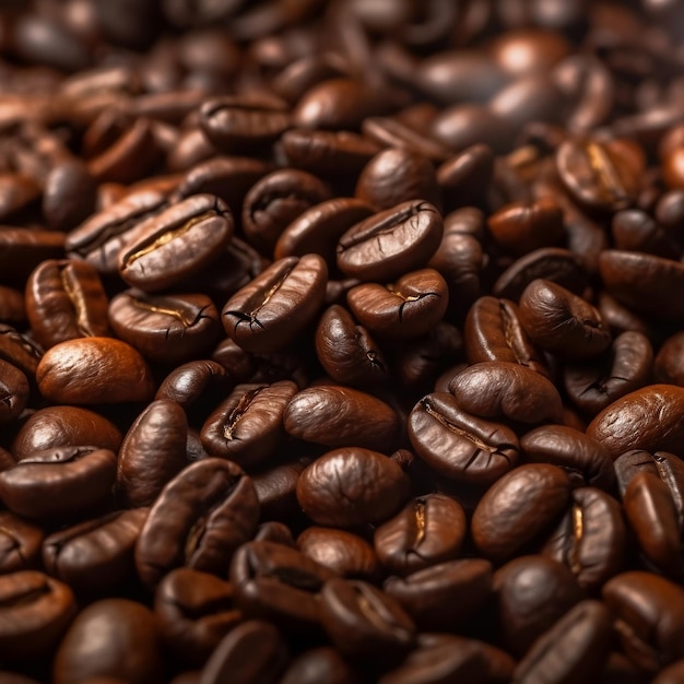 Een stapel koffiebonen met het woord koffie erop.