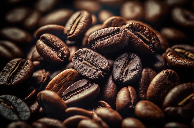 Een stapel koffiebonen met het woord koffie erop