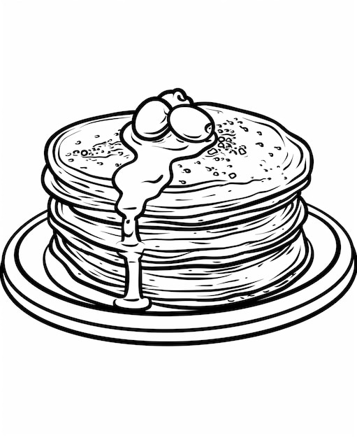 een stapel pannenkoeken met een gezicht op de top