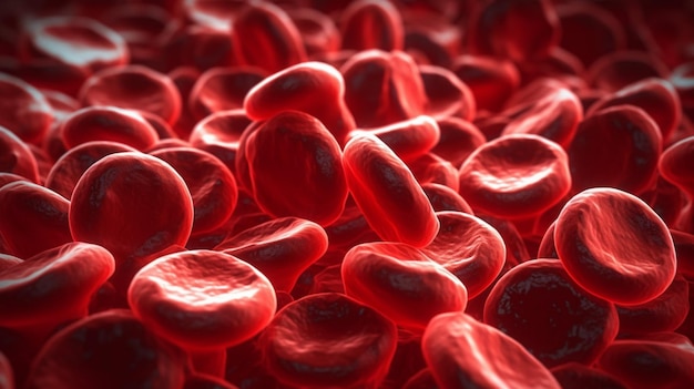 Een stapel rode bloedcellen met onderaan het woord lymfatisch.