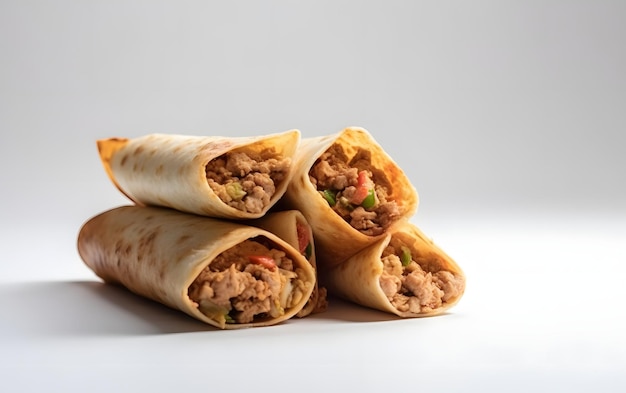 Een stapeltje shoarma wraps met daarop een groene groente