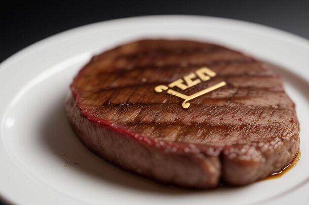 Foto een steak op een snijplank met kruiden en specerijen