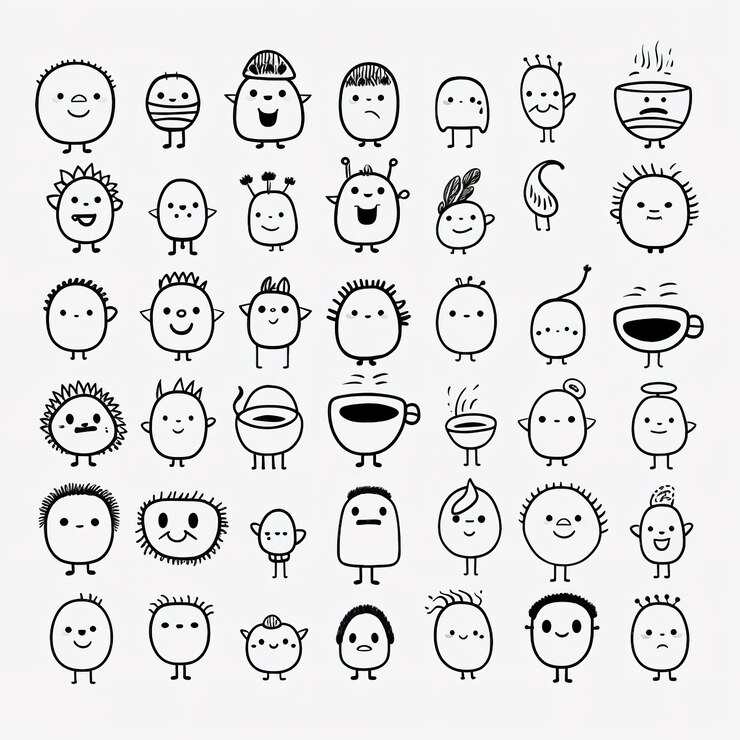 Foto een stel emoji gezichten