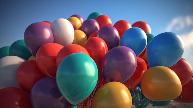 Een stel kleurrijke ballonnen in de lucht