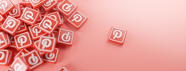 Een stelletje Pinterest-logo's op rood