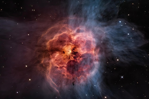 Een ster die wordt geboren met de omringende ruimte gevuld met stof en gas