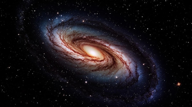 Een sterrenstelsel gevuld met levendige kleuren en kosmisch stof dat de duisternis van de ruimte verlicht