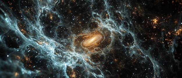een sterrenstelsel met sterren en een zwart gat in het midden