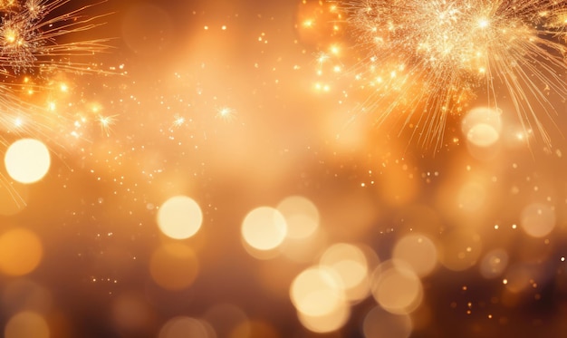 Een sterretje straalt glinsterend licht uit tegen een gouden bokehachtergrond en markeert de vreugde van het nieuwe jaar en feestelijke vieringen Gemaakt met generatieve AI-tools