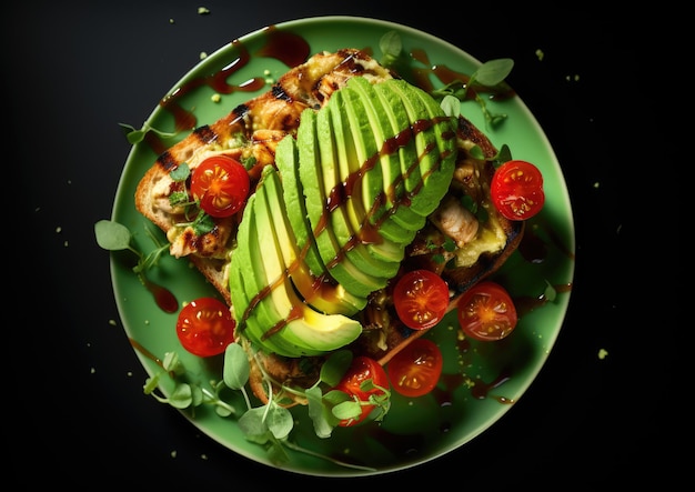 Een stevige avocadotoost belegd met gegrilde kip