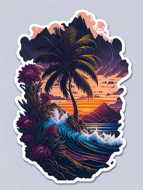 Een sticker met de tekst 'hawaiiaans' erop