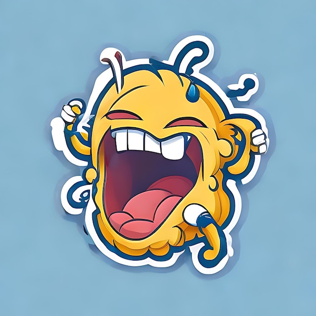 Een sticker met een emoji-personage dat een vrolijke dans generatieve ai doet