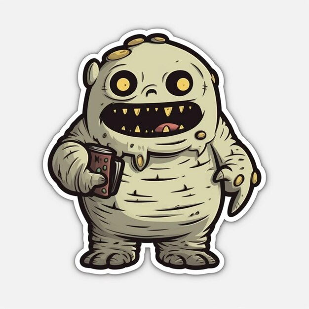 Foto een sticker met 'monster' erop