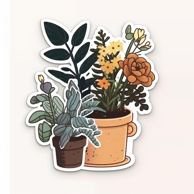 Een sticker met 'planten' erop