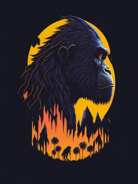 een sticker van een gorilla voor t-shirtontwerp