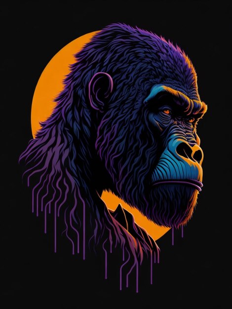 een sticker van een gorilla voor t-shirtontwerp