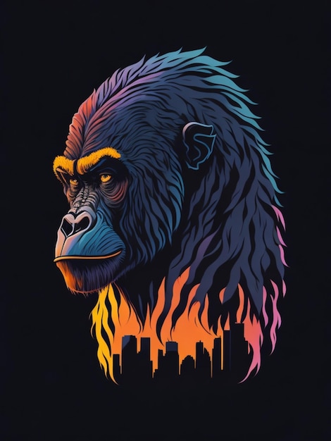 een sticker van een gorilla voor t-shirtontwerp