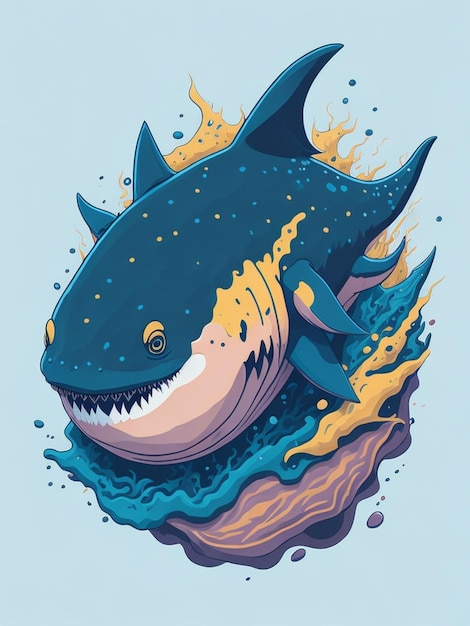 een sticker van een haai voor t-shirtontwerp