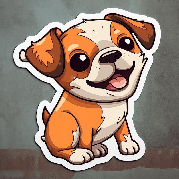 Een sticker van een hond met het woord hond erop.
