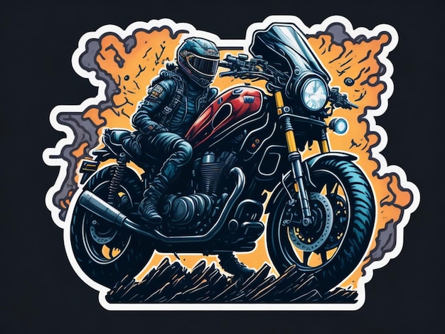 een sticker van een motor voor t-shirtontwerp