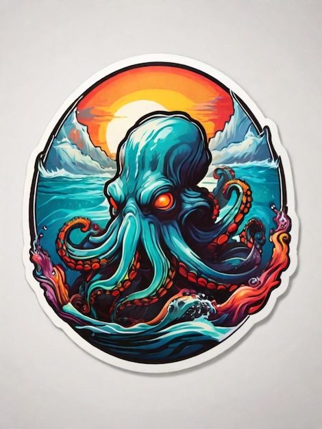 Foto een sticker van een octopus voor t-shirt ontwerp