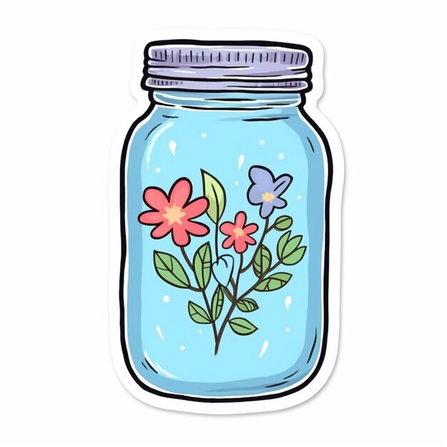 Foto een sticker van een pot met bloemen erin generatieve ai