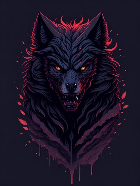een sticker van een wolf voor t-shirtontwerp