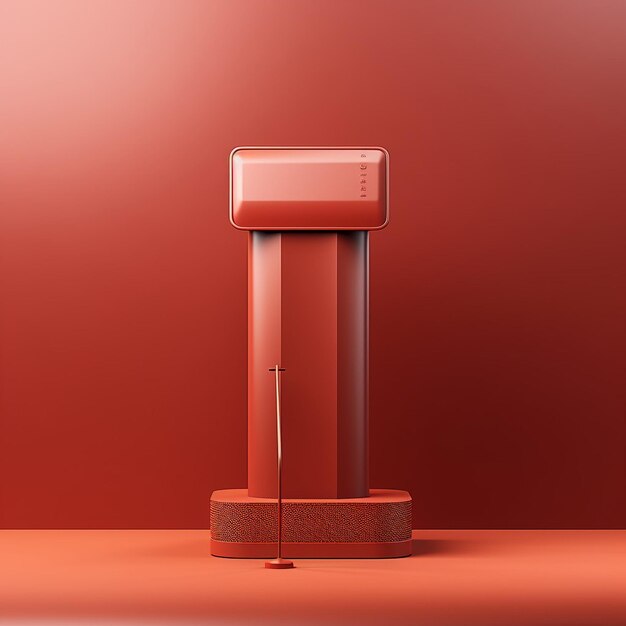 Foto een stijlvol en hedendaags rood podium voor uw marketingcampagnes