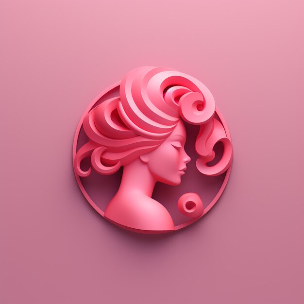 een stijlvol roze 3D vrouwen haar logo