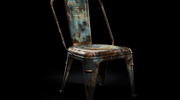 Een stoel met het woord stoel erop.