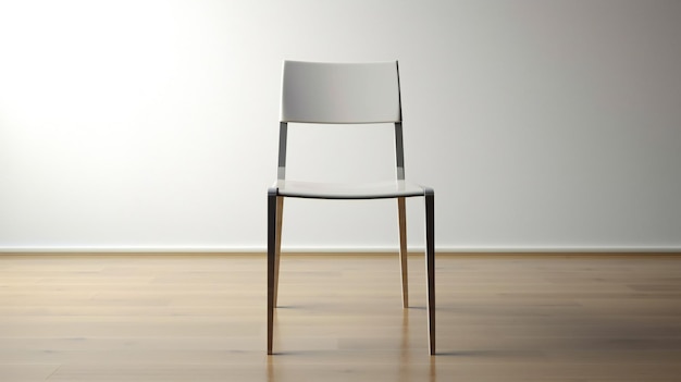 Een stoel staat op een houten vloer en heeft een witte rug