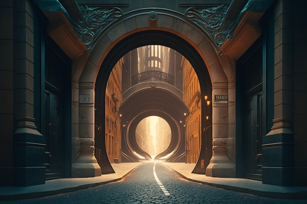 Een straat in een tunnel met licht erop
