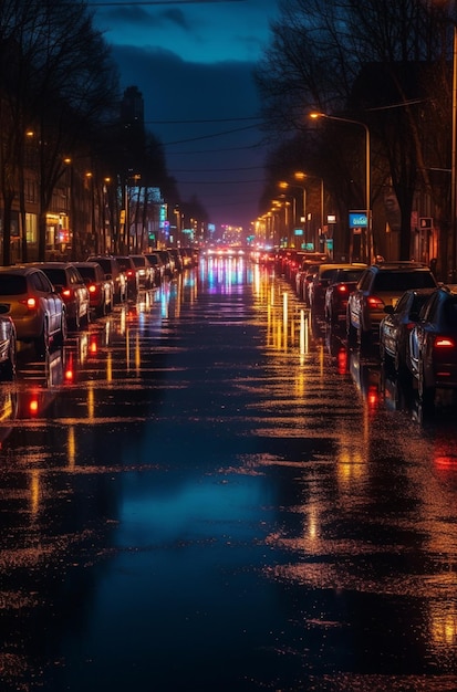 Een straat met geparkeerde auto's en het nummer 1 aan de achterkant.