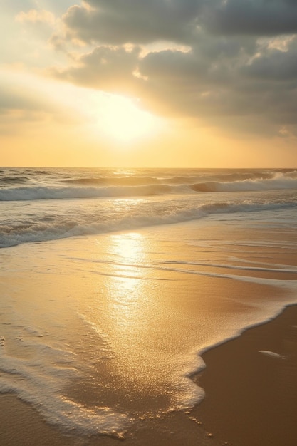 Een strand in Florida met een gouden lucht