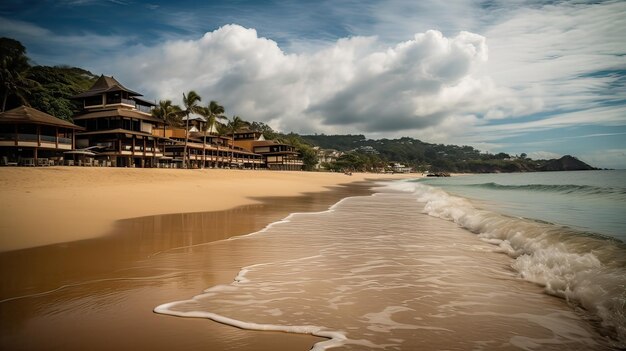 Een strand in Mexico met een bewolkte lucht