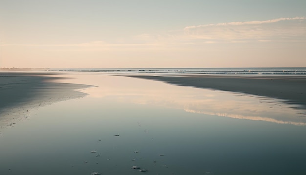 Foto een strand met een bewolkte lucht