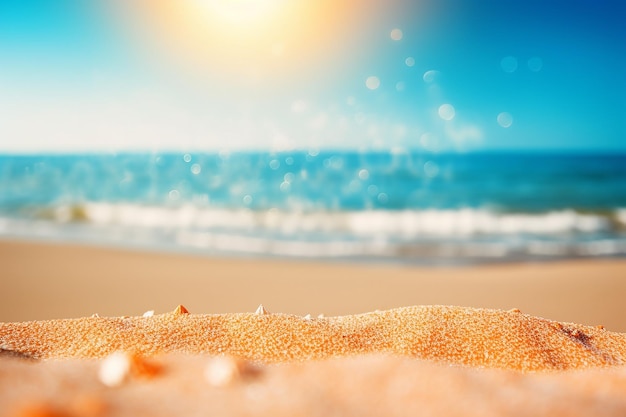 Een strand met een blauwe lucht en het woord strand erop