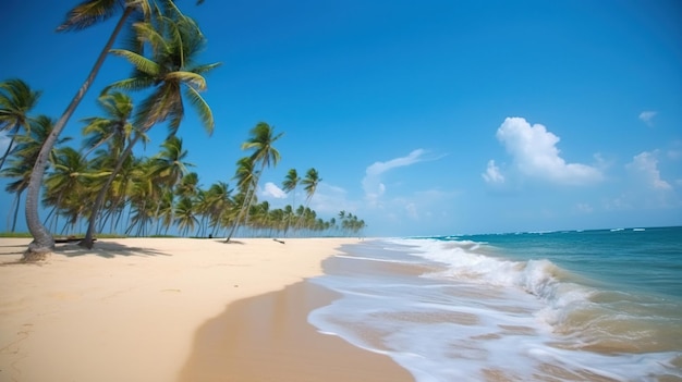 Een strand met palmbomen erop