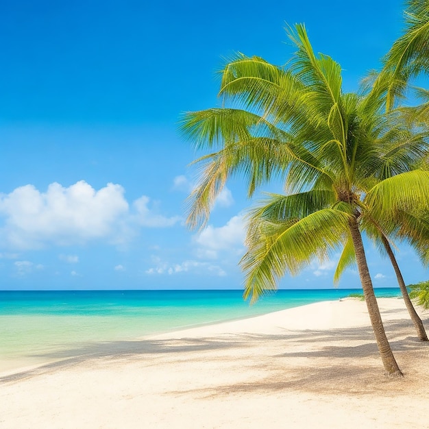 Een strand met palmbomen