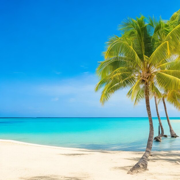 Een strand met palmbomen