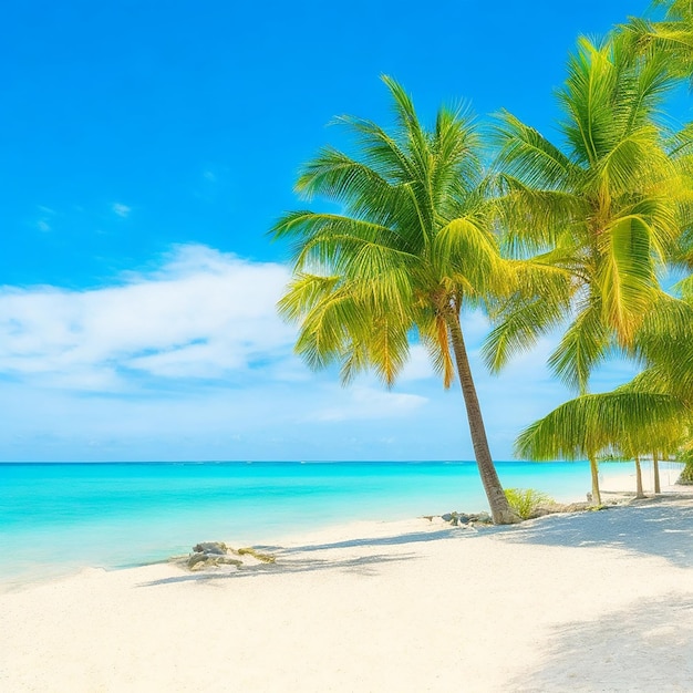 Een strand met palmbomen